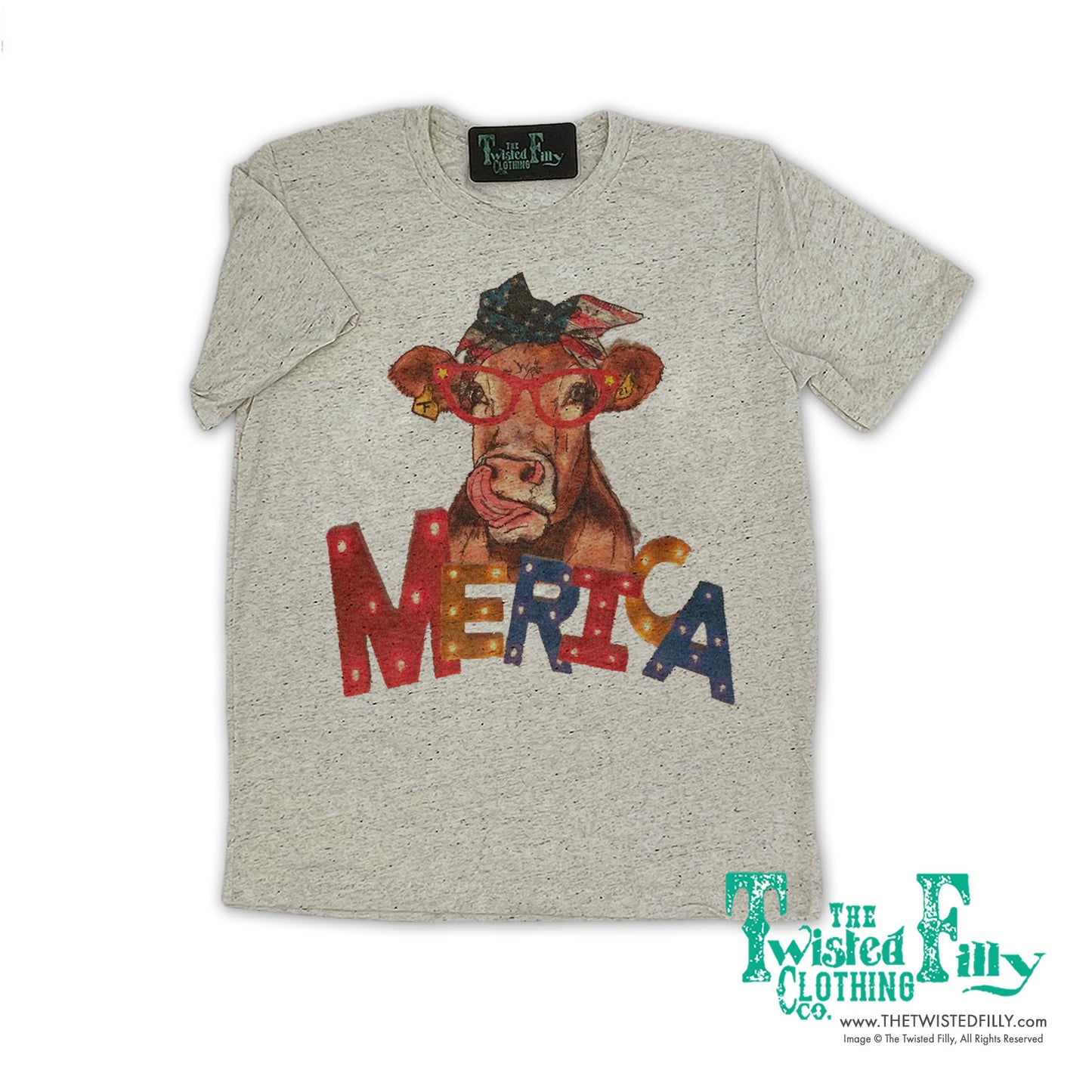 Merica Cow - S/S Youth Tee - Oatmeal