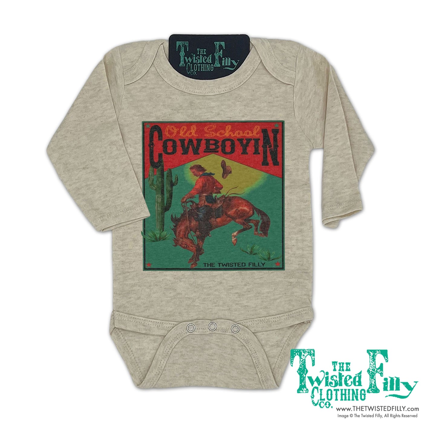 Old School Cowboyin' - L/S Infant One Piece - Oatmeal