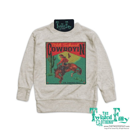 Old School Cowboyin' - Boys Toddler Pullover - Oatmeal