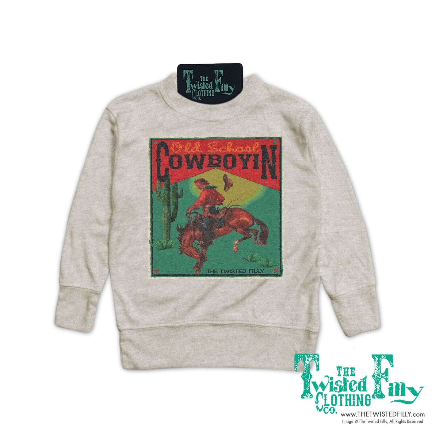 Old School Cowboyin' - Boys Toddler Pullover - Oatmeal