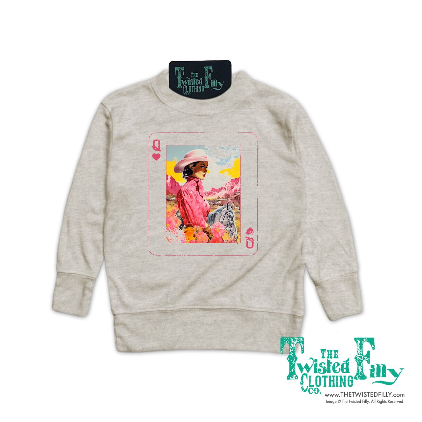 Queen Of Hearts - Youth Girls Pullover - Oatmeal