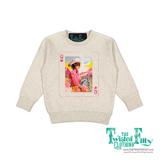 Queen Of Hearts - Girls Toddler Sweatshirt - Oatmeal