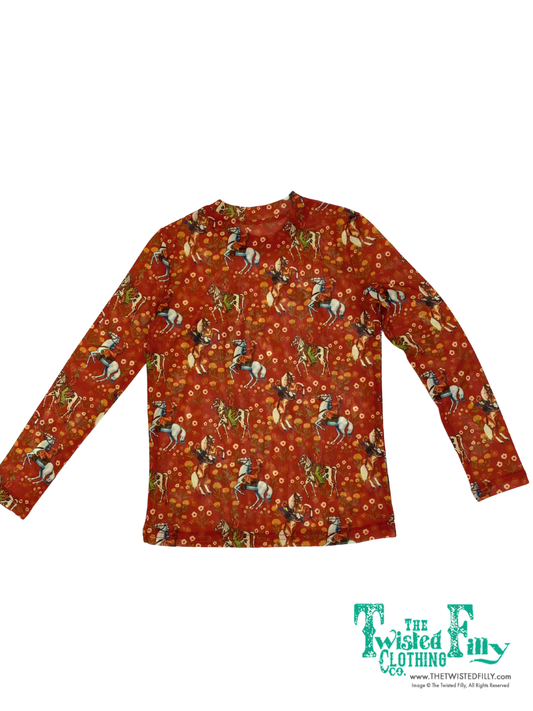 Red Cowboy - Youth Mesh LS Top