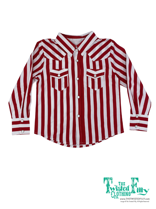 Red Striped - Toddler - LS Pearl Snap Shirt