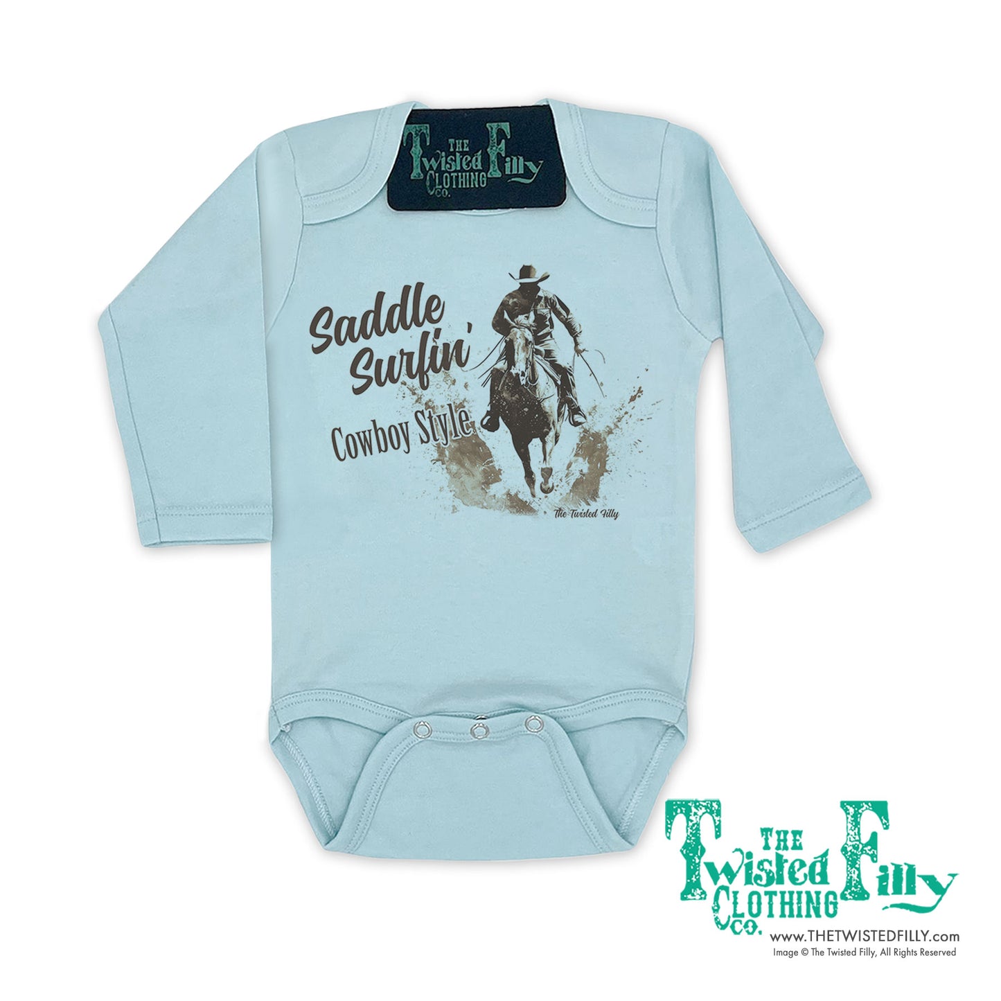 Saddle Surfin' Cowboy Style - L/S Boys Infant One Piece - Assorted Colors