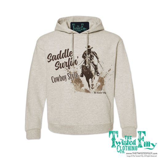 Saddle Surfin' Cowboy Style - Adult Mens Hoodie - Assorted Colors