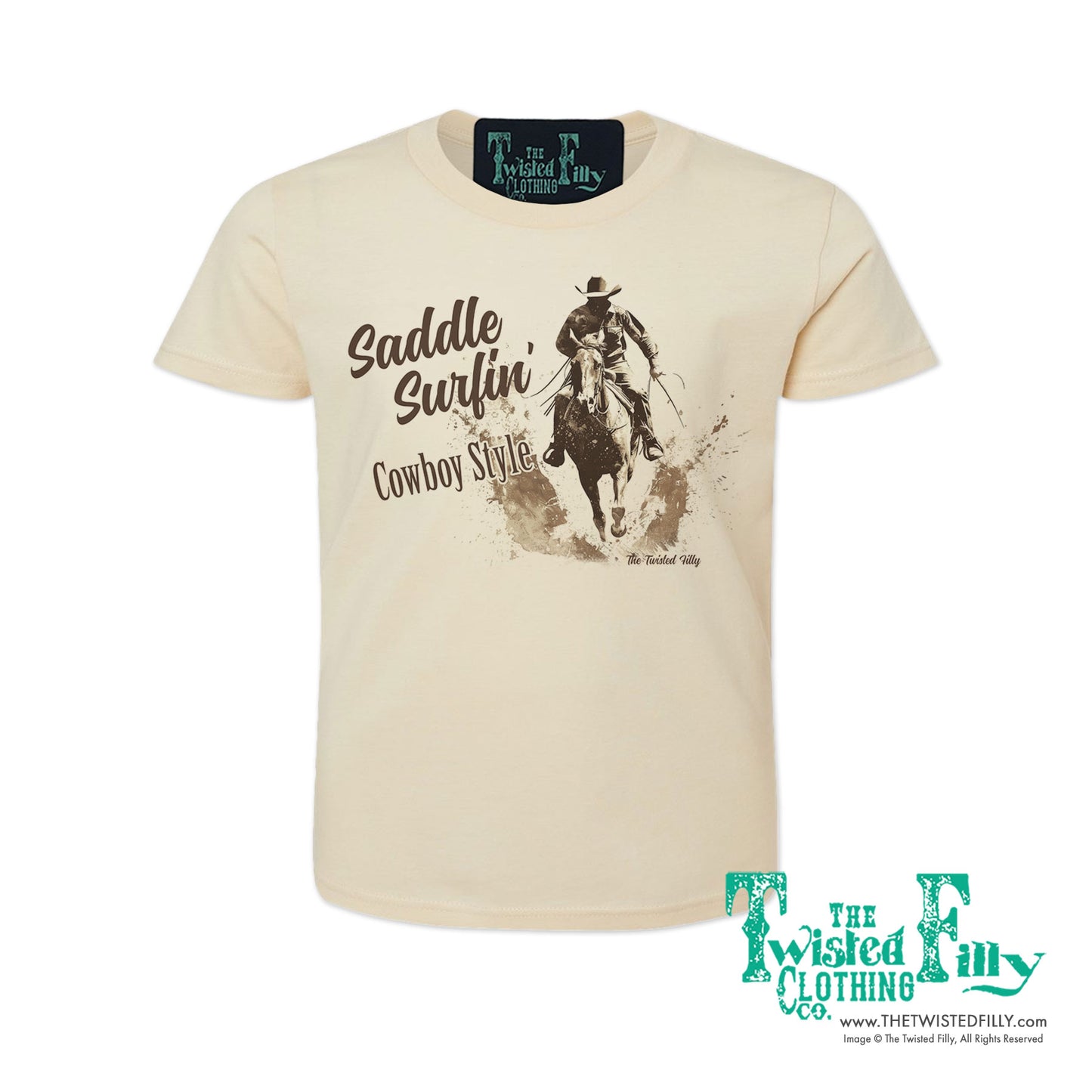 Saddle Surfin' Cowboy Style - S/S Mens Crew Neck Unisex Tee - Assorted Colors