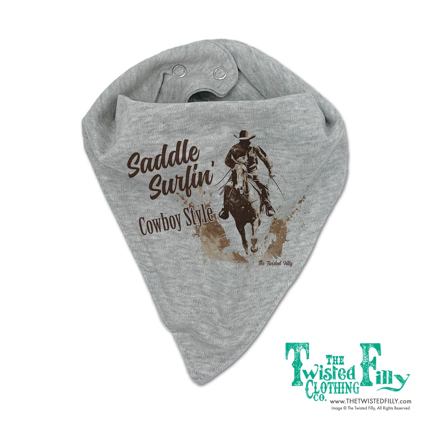 Saddle Surfin' Cowboy Style - Boys Infant Bandana Bib - Assorted Colors