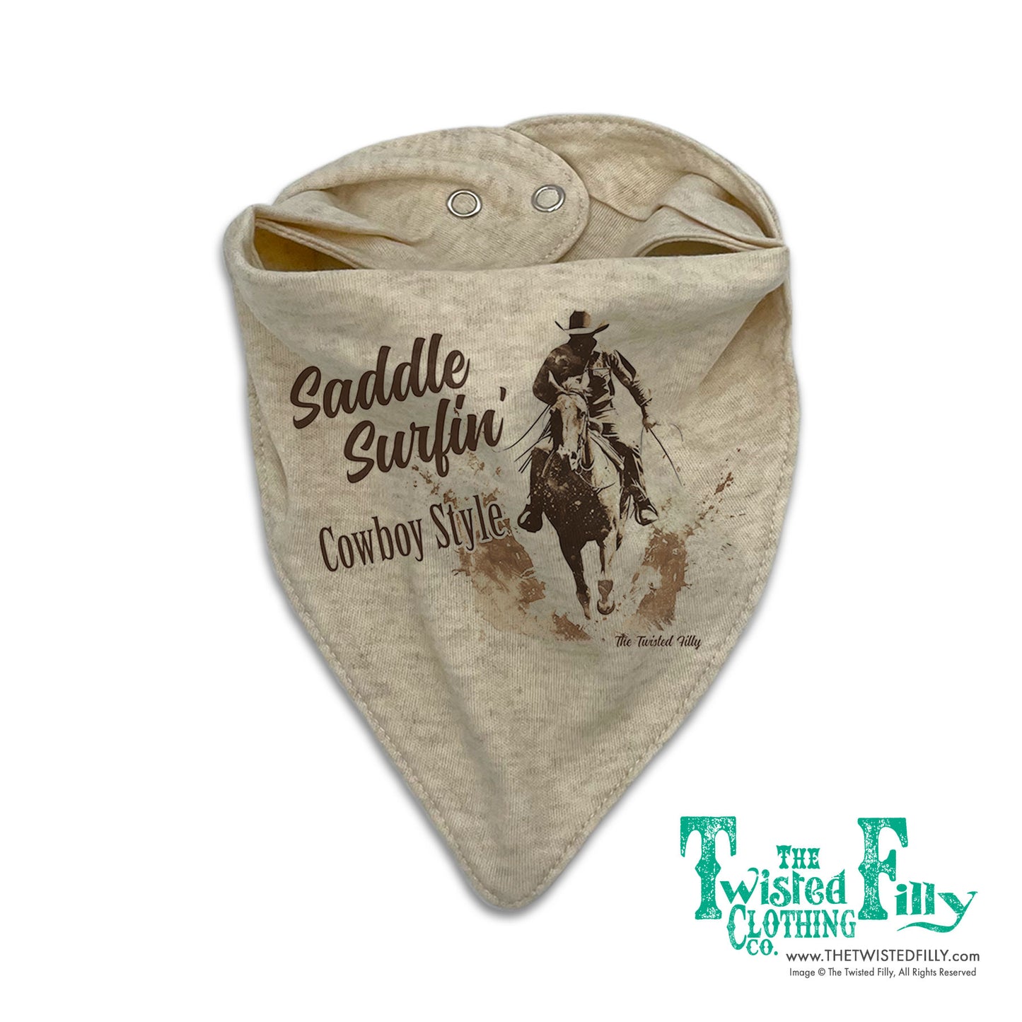 Saddle Surfin' Cowboy Style - Boys Infant Bandana Bib - Assorted Colors