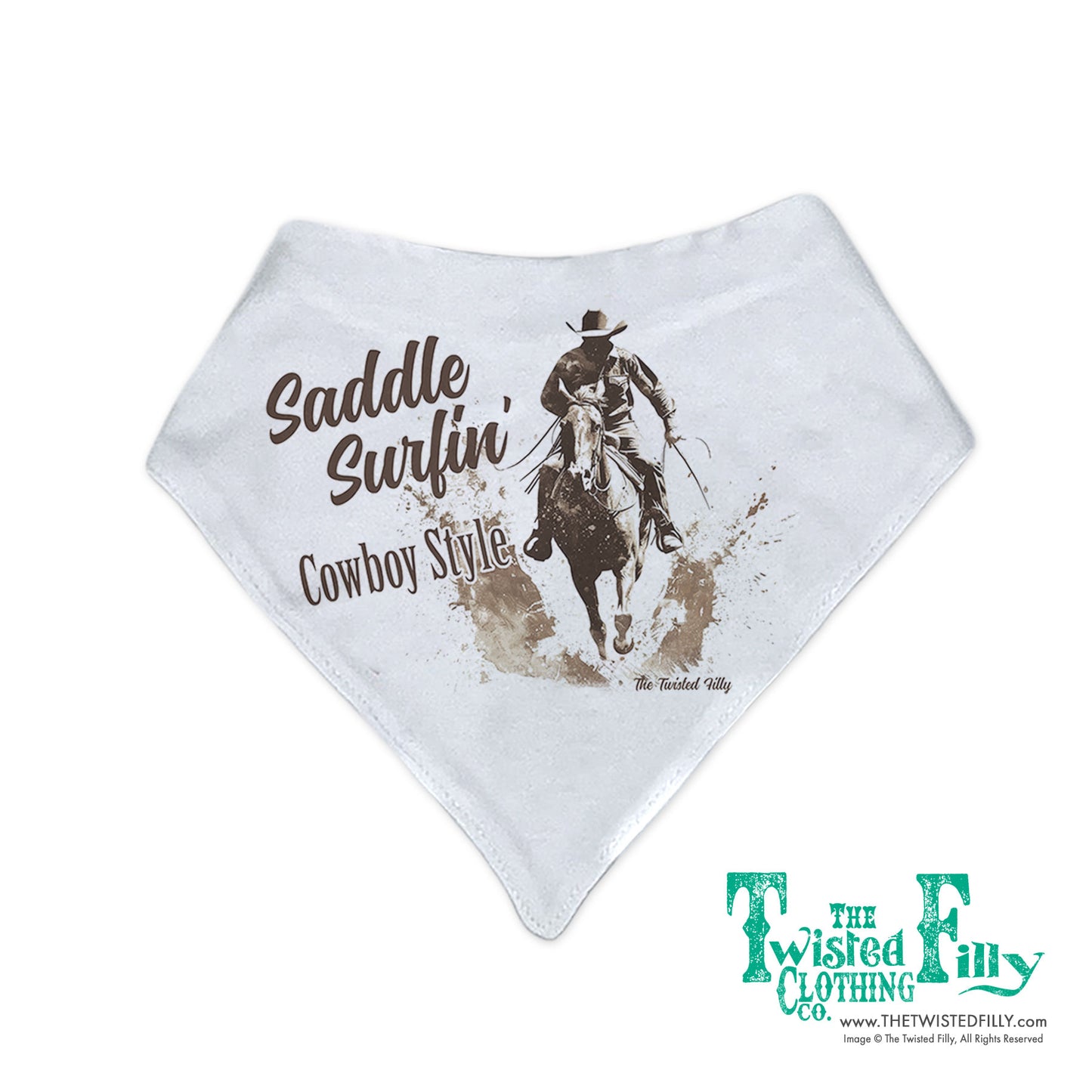 Saddle Surfin' Cowboy Style - Boys Infant Bandana Bib - Assorted Colors