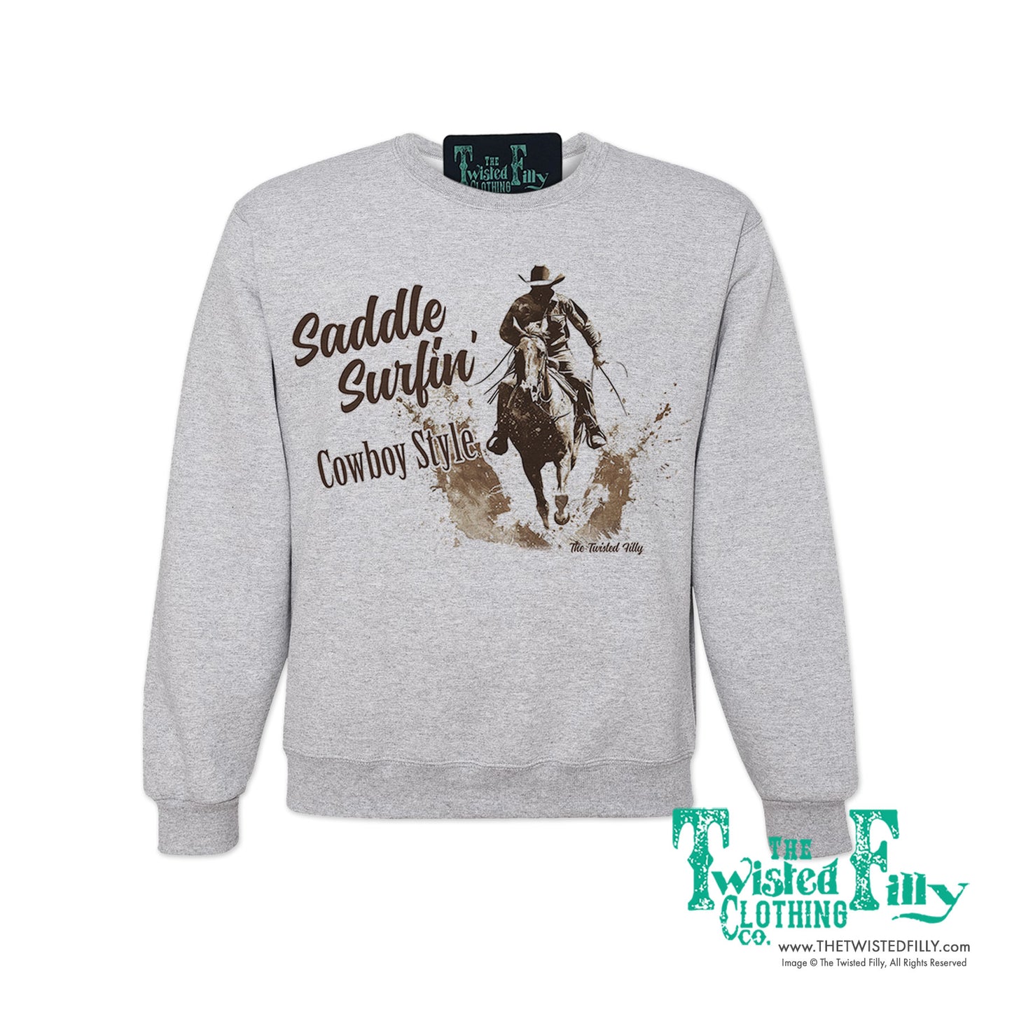 Saddle Surfin' Cowboy Style - Adult Mens Sweatshirt - Assorted Colors