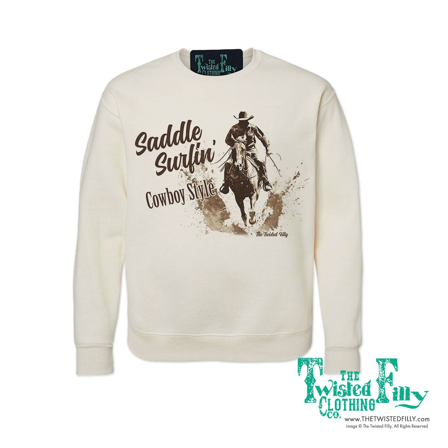 Saddle Surfin' Cowboy Style - Adult Mens Sweatshirt - Assorted Colors