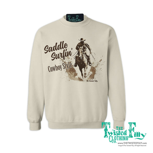 Saddle Surfin' Cowboy Style - Adult Mens Sweatshirt - Assorted Colors