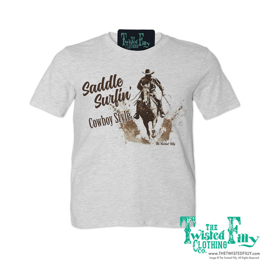 Saddle Surfin' Cowboy Style - S/S Boys Youth Tee - Assorted Colors