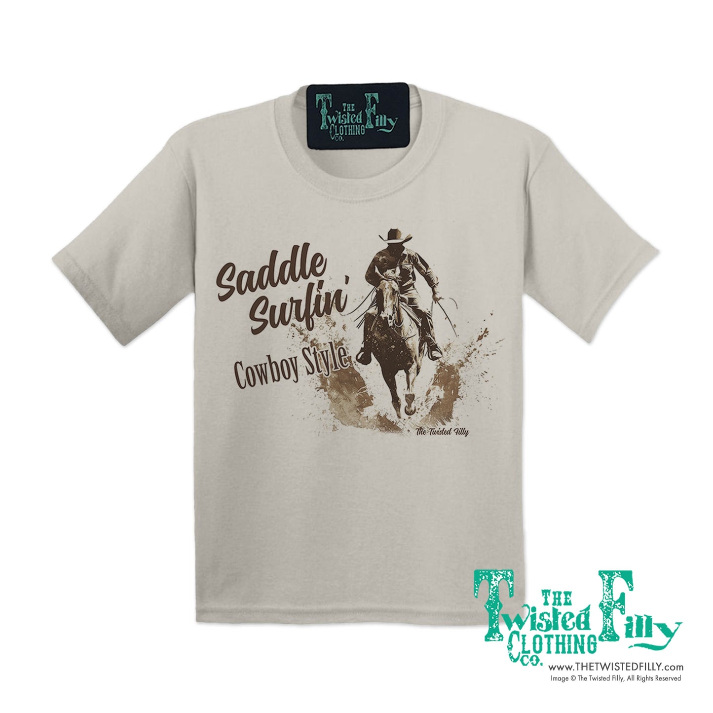 Saddle Surfin' Cowboy Style - S/S Boys Youth Tee - Assorted Colors