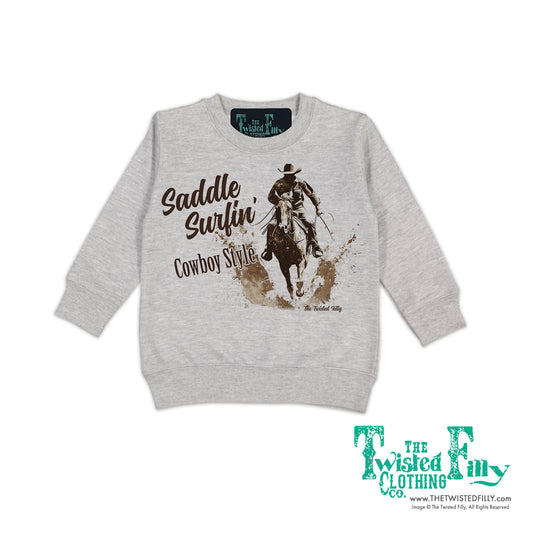 Saddle Surfin' Cowboy Style - Toddler Boys Sweatshirt - Assorted Colors
