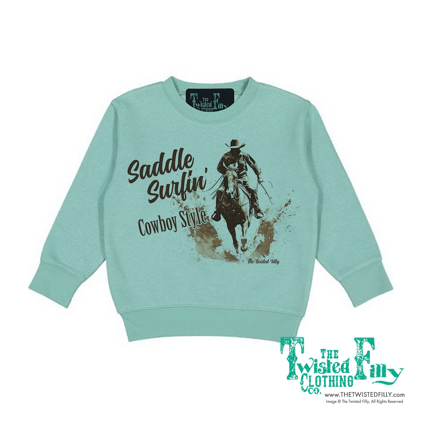 Saddle Surfin' Cowboy Style - Toddler Boys Sweatshirt - Assorted Colors