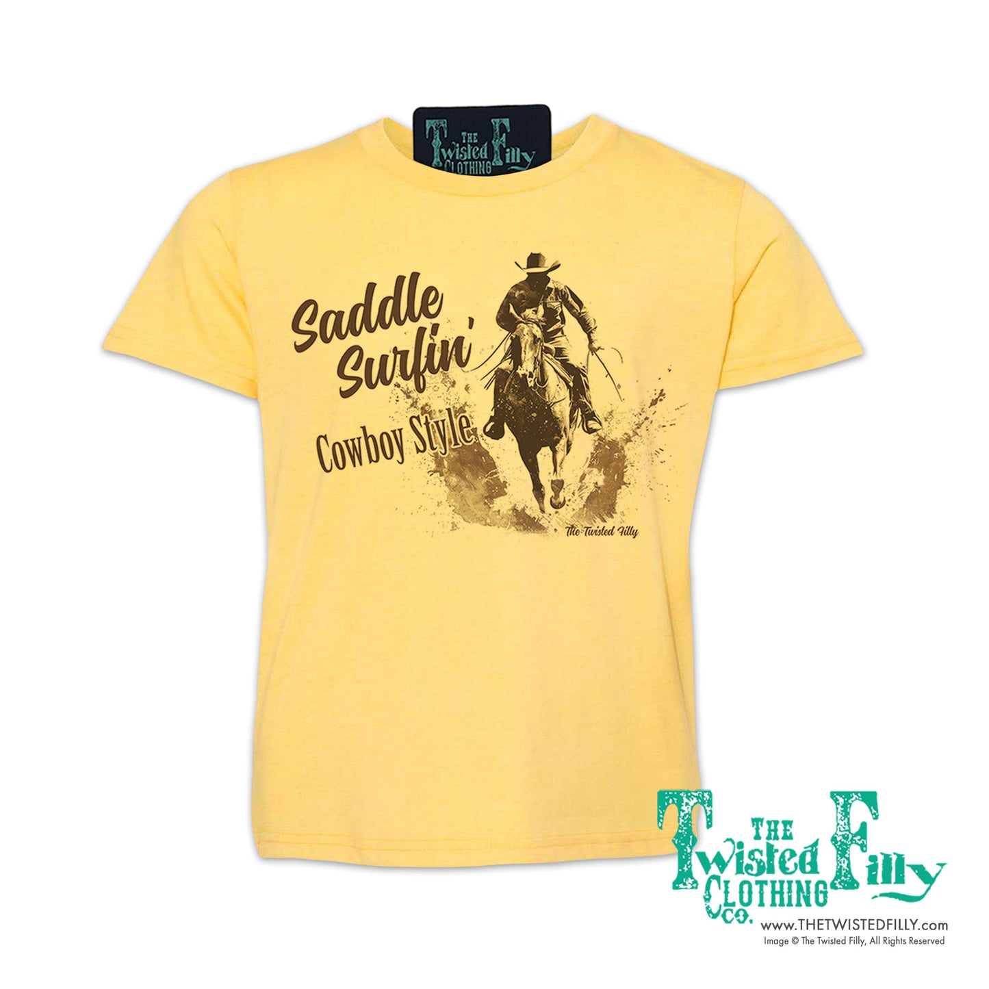 Saddle Surfin' Cowboy Style - S/S Boys Youth Tee - Assorted Colors