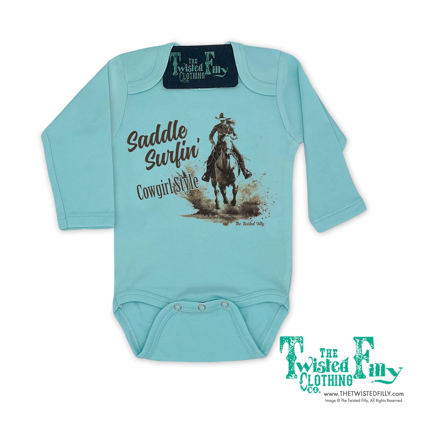 Saddle Surfin' Cowgirl Style - L/S Girls Infant One Piece - Assorted Colors