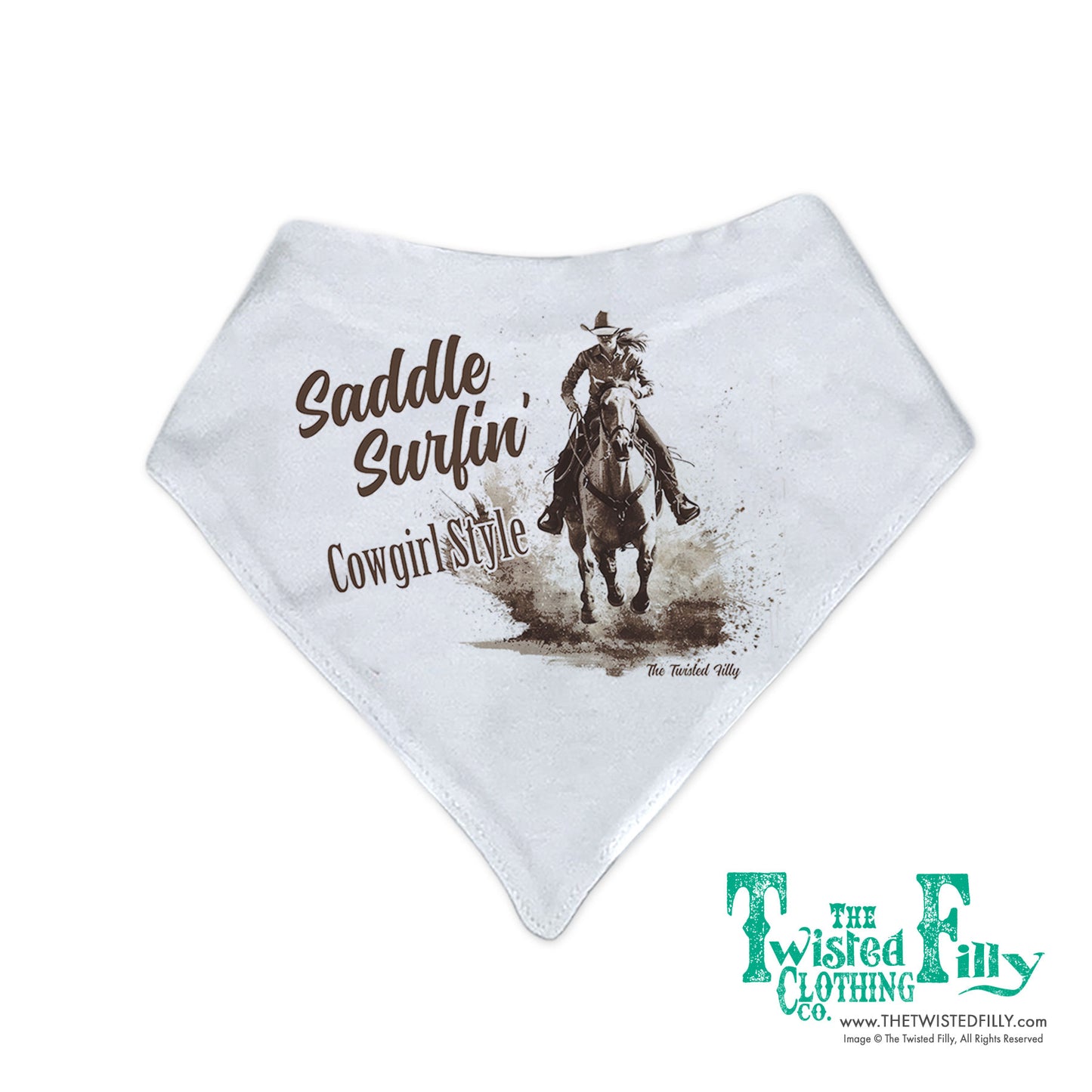 Saddle Surfin' Cowgirl Style - Girls Infant Bandana Bib - Assorted Colors