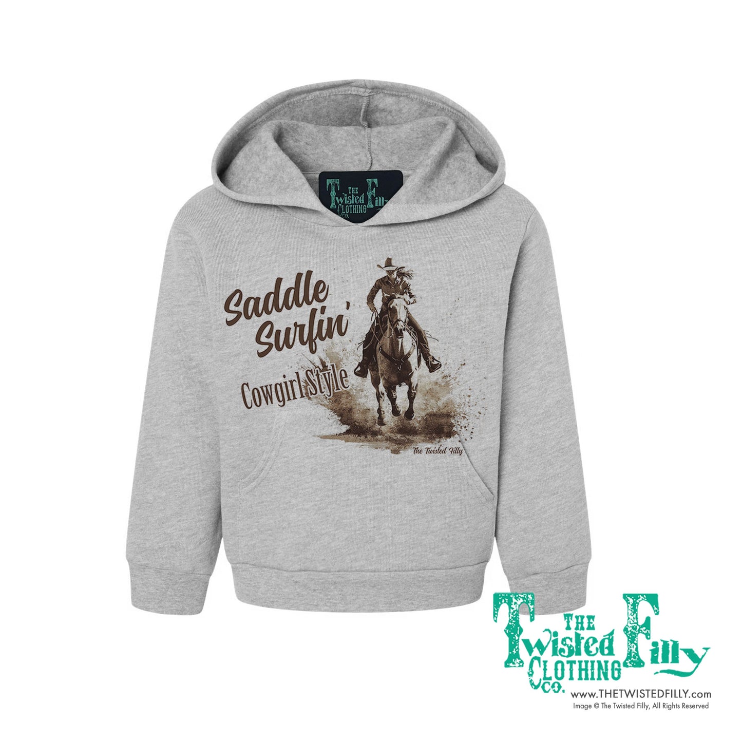 Saddle Surfin' Cowgirl Style - Toddler Girls Hoodie - Assorted Colors