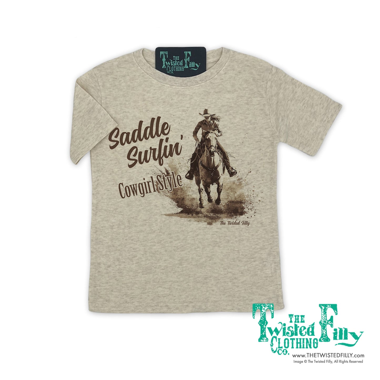 Saddle Surfin' Cowgirl Style - S/S Girls Youth Tee - Assorted Colors