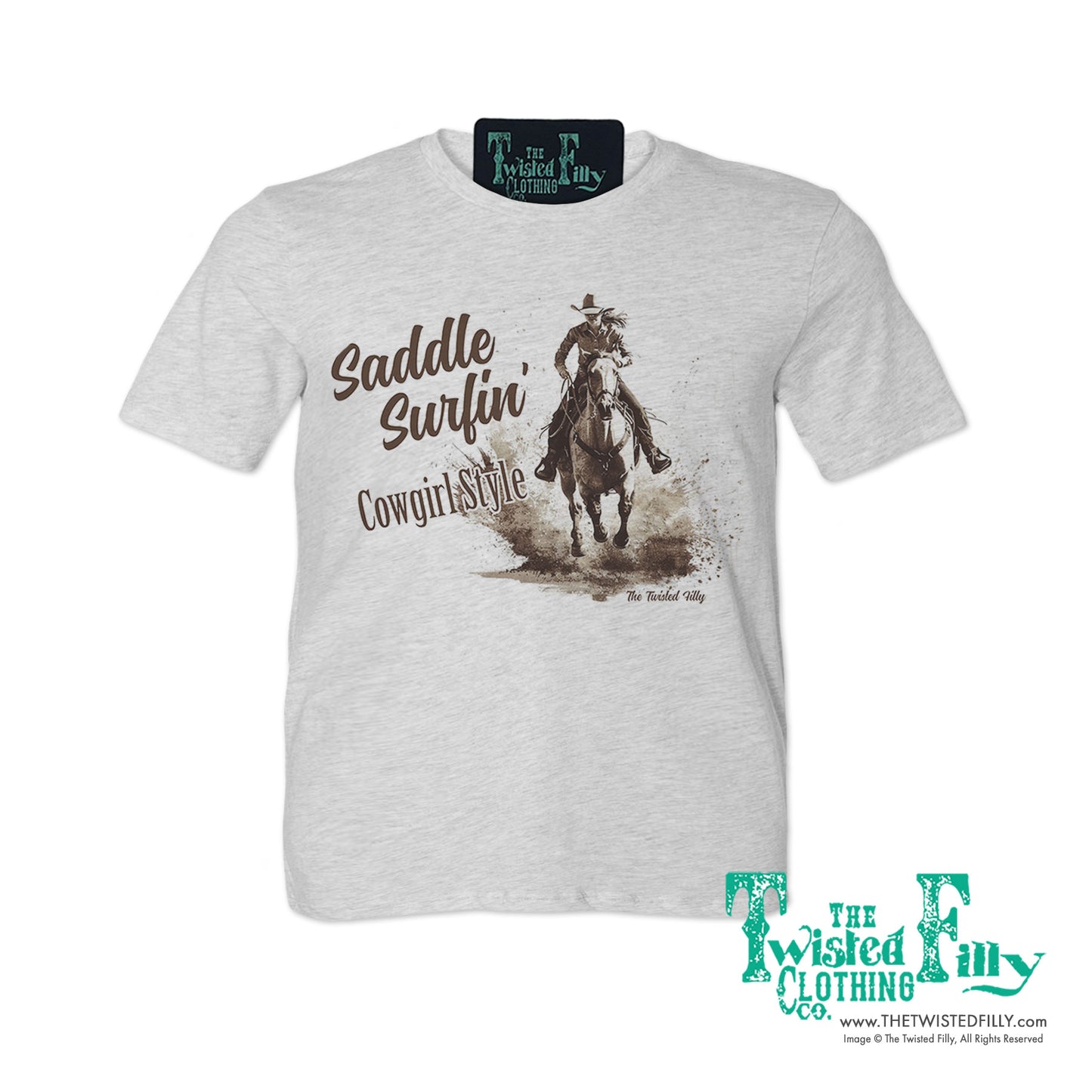 Saddle Surfin' Cowgirl Style - S/S Girls Youth Tee - Assorted Colors