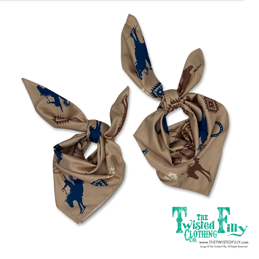 Wild Rag Rodeo Wild Rags - Youth - Tan & Blue Rodeo – The Twisted Filly Clothing Co.