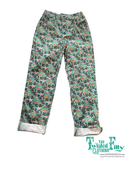 Turquoise Cheetah Star toddler western pant - The Twisted Filly