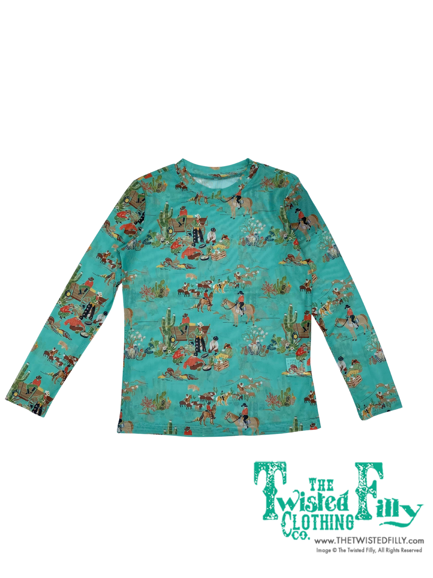 Turquoise Wagon - Youth LS Mesh Top