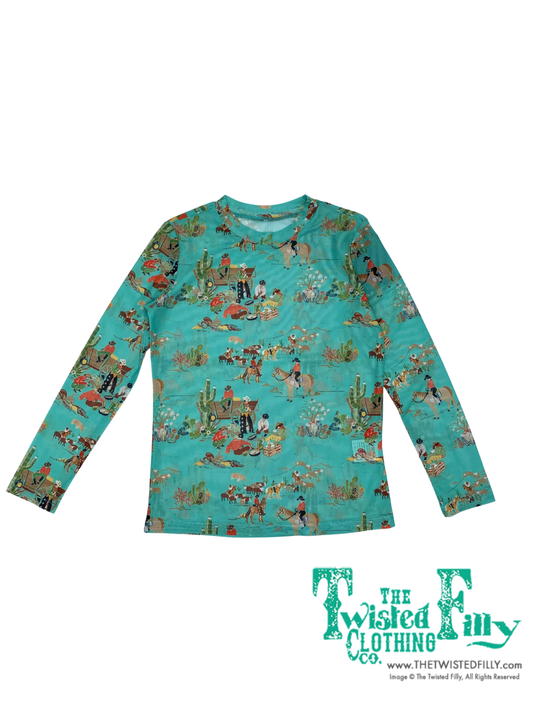 Turquoise Wagon - Youth LS Mesh Top