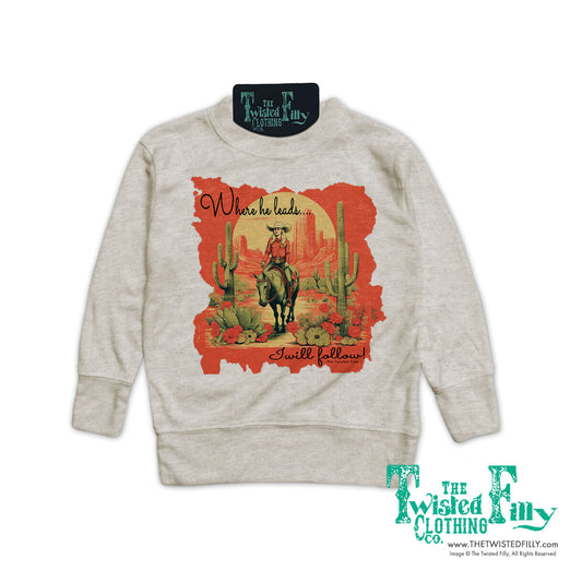 Where He Leads - Girls Toddler Pullover - Oatmeal