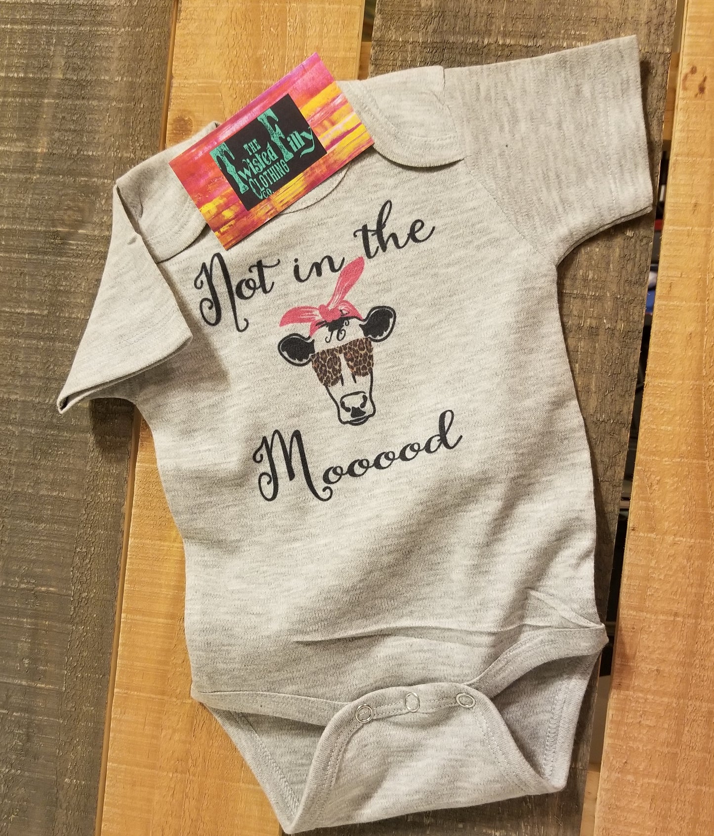 Not In The Mooood - Girls S/S Infant One Piece - Gray