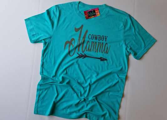 Cowboy Mamma - Adult S/S Crew Neck Tee - Turq