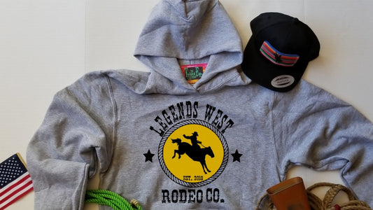 Legends West Rodeo Co. Bronc Rider -Toddler Hoodie - Gray