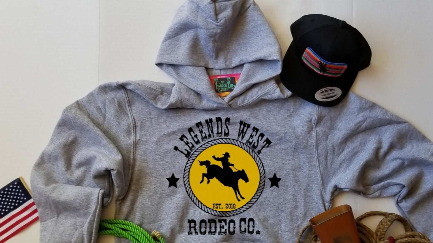 Legends West Rodeo Co. Bronc Rider - Youth Hoodie - Gray