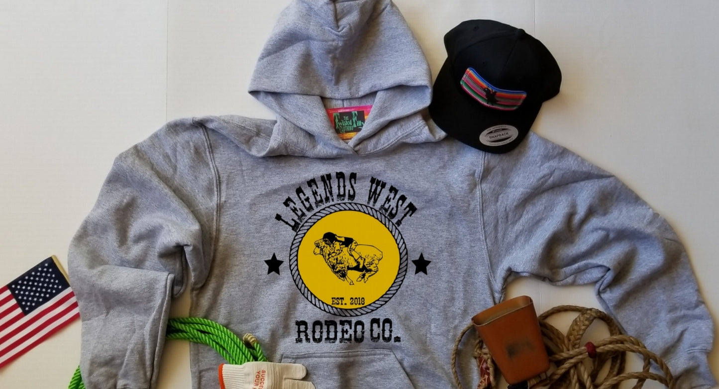 Legends West Rodeo Co. Mutton Bustin' - Youth Hoodie - Gray