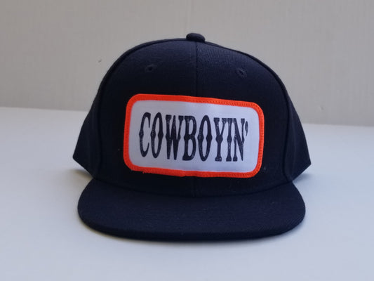 Cowboyin' - Youth/Adult Snapback Hat - Neon Orange/Black