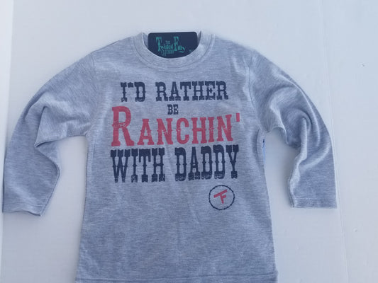I'd Rather Be Ranchin' With Daddy - L/S Toddler Tee - Gray