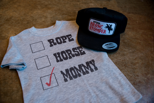 Rope Horse Mommy - S/S Youth Tee - Gray