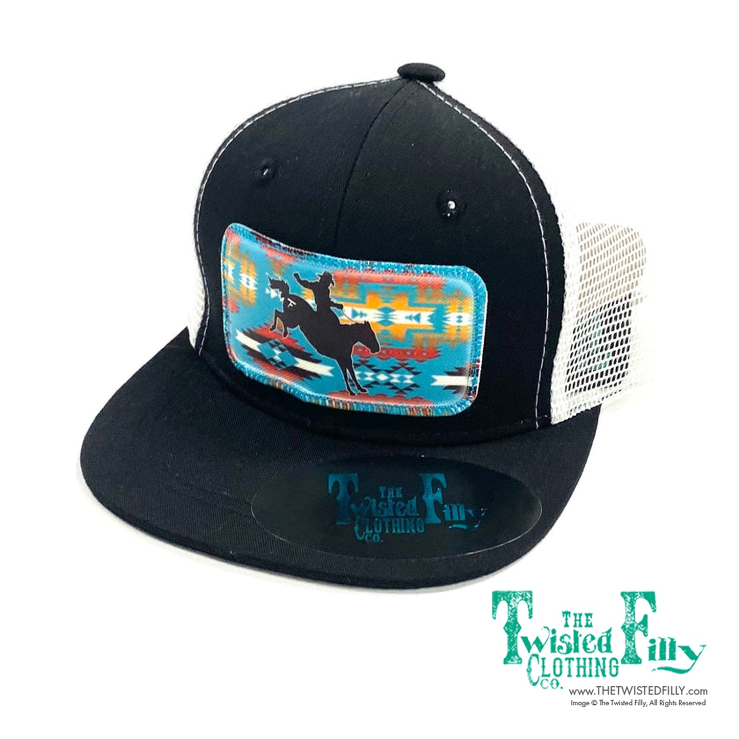 Aztec Bareback Bronc - Infant / Toddler Trucker Hat - Blk/Wht