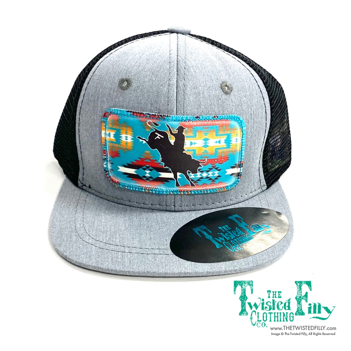 Aztec Bull Rider - Infant / Toddler Trucker Hat - Blk/Htr Gry