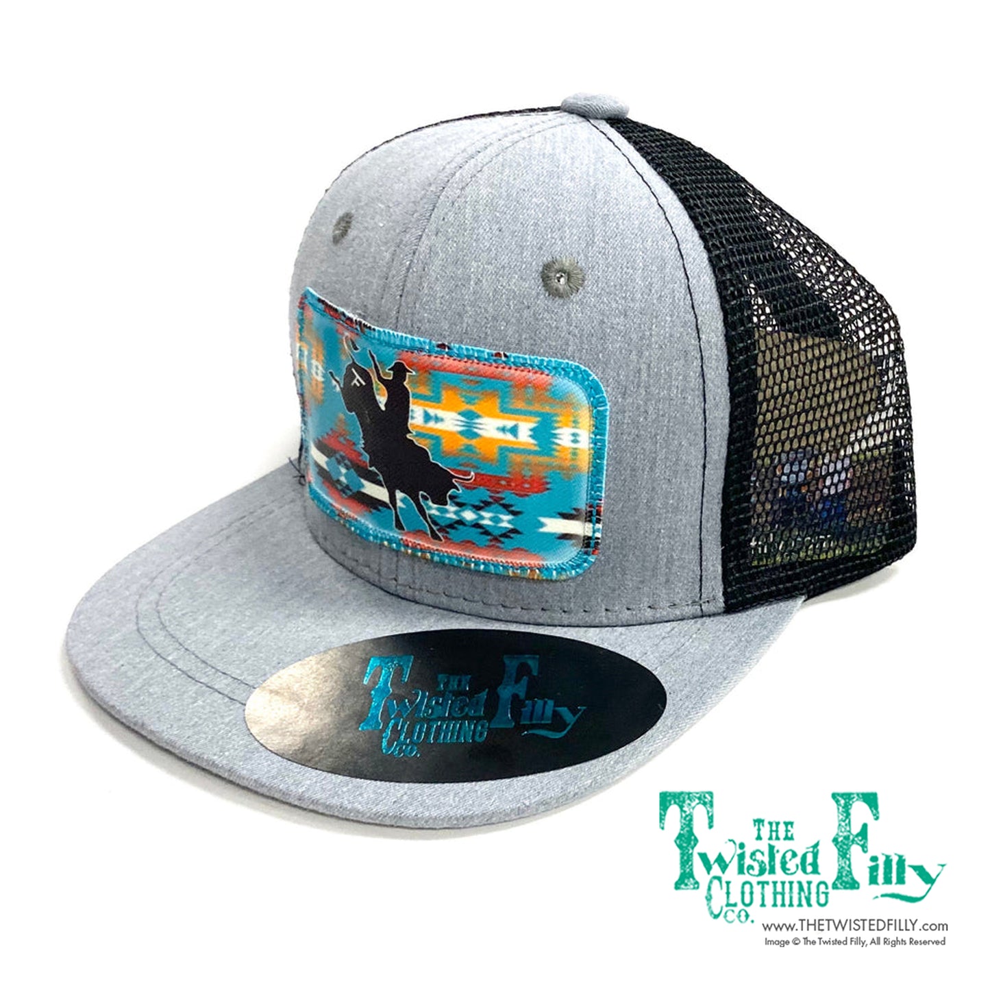 Aztec Bull Rider - Infant / Toddler Trucker Hat - Blk/Htr Gry