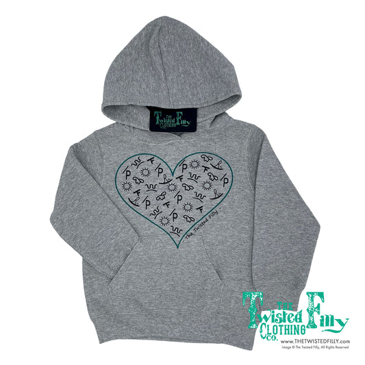 The Branded Heart - Youth Hoodie - Gray/Turquoise