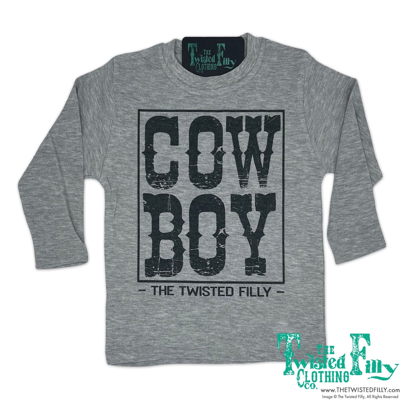 Cow Boy - L/S Youth Tee - Gray