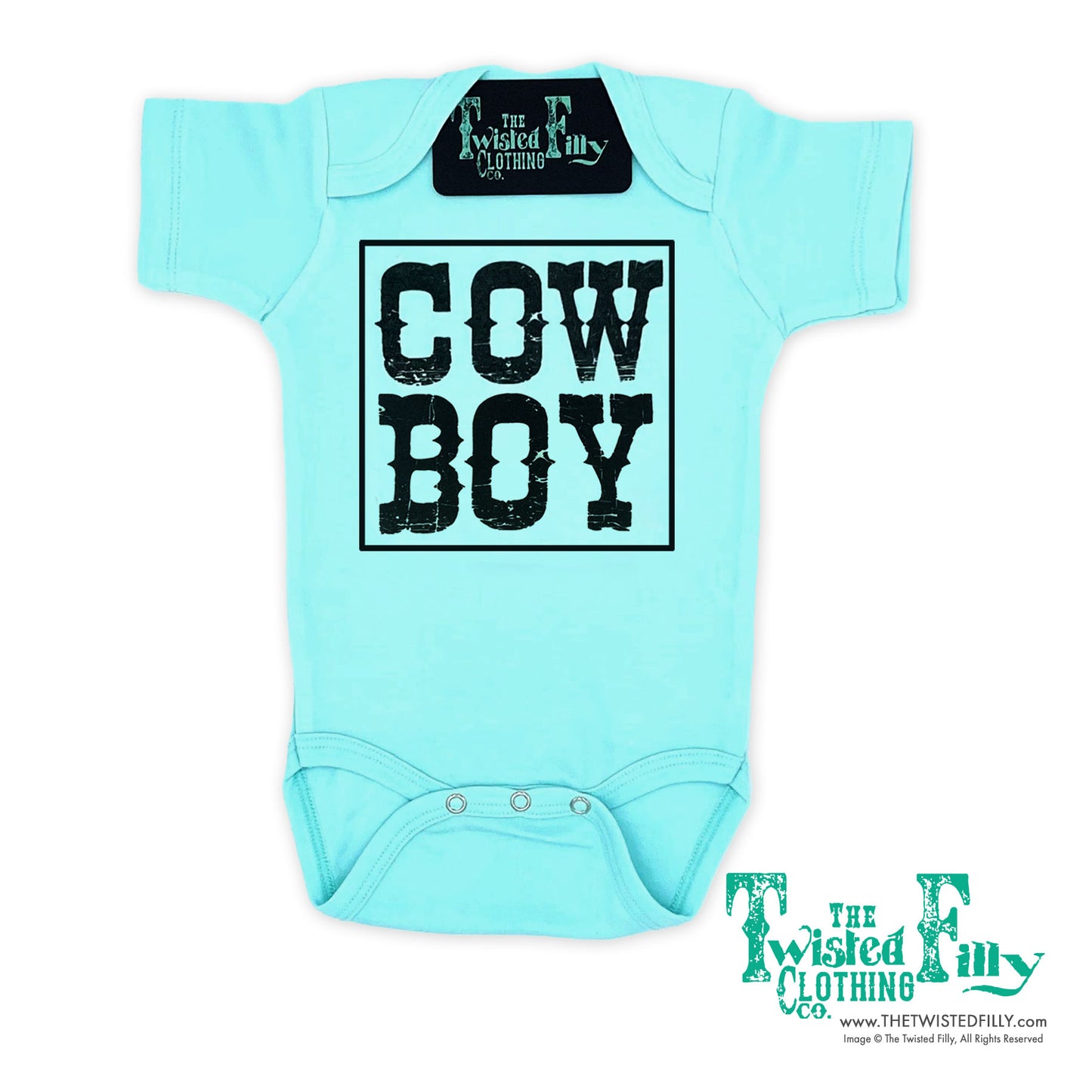 Cow Boy - S/S Infant One Piece - Turquoise