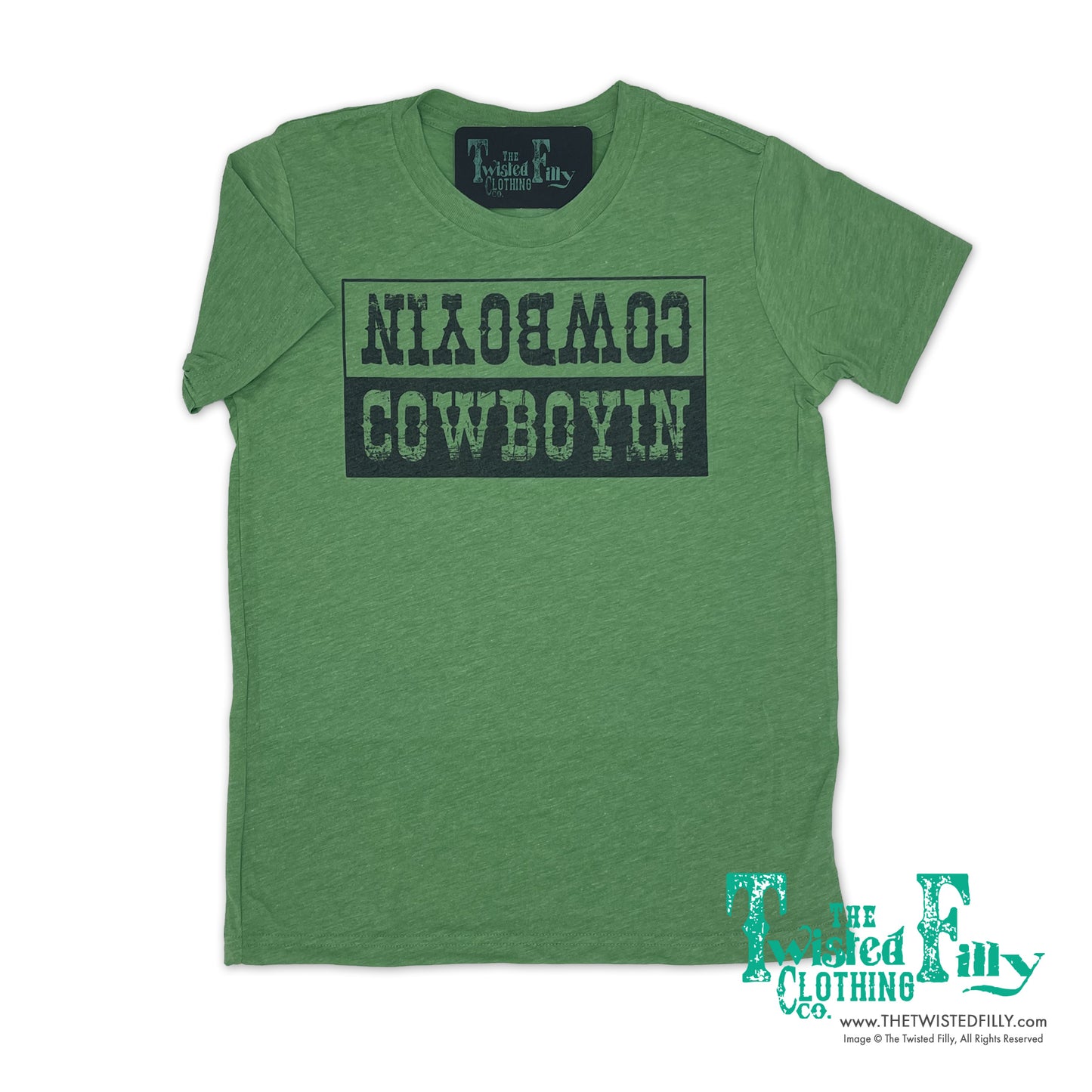 Cowboyin' Everyday Everyway - S/S Youth Tee - Green