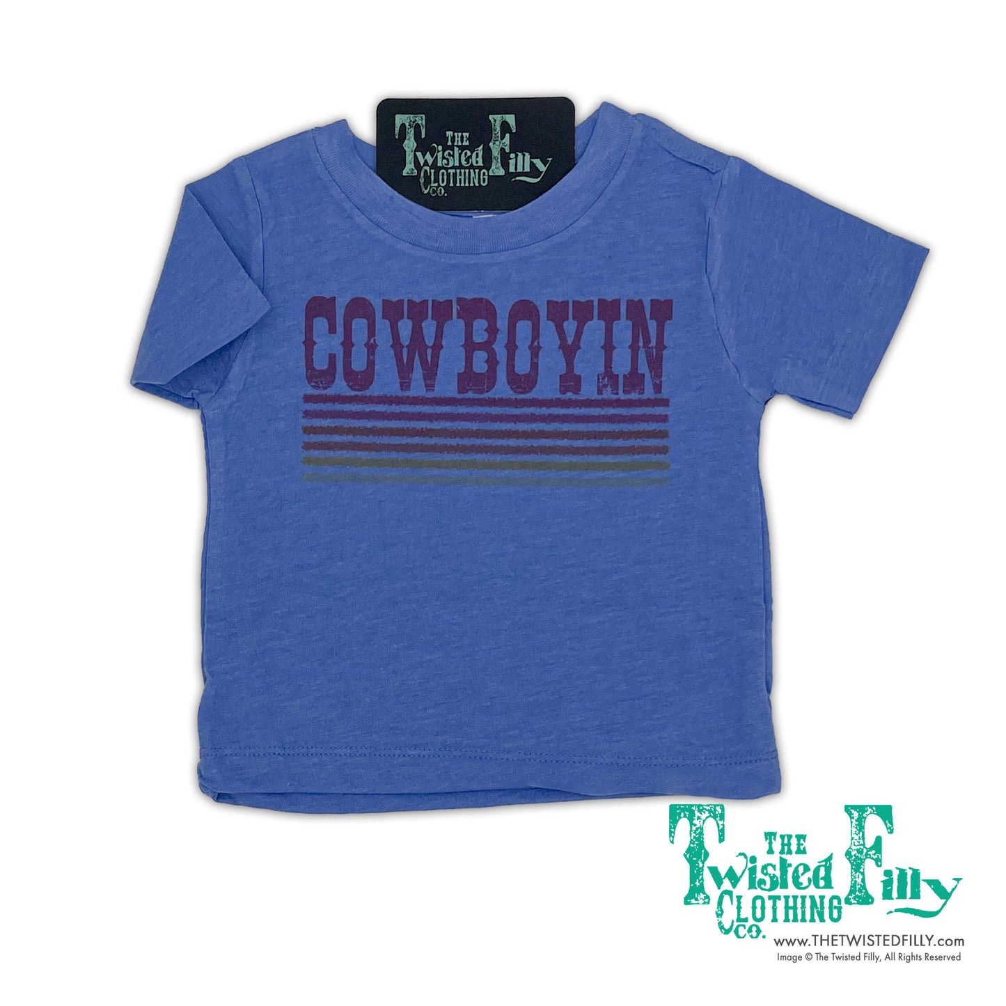 Retro Cowboyin - S/S Youth Tee - Blue