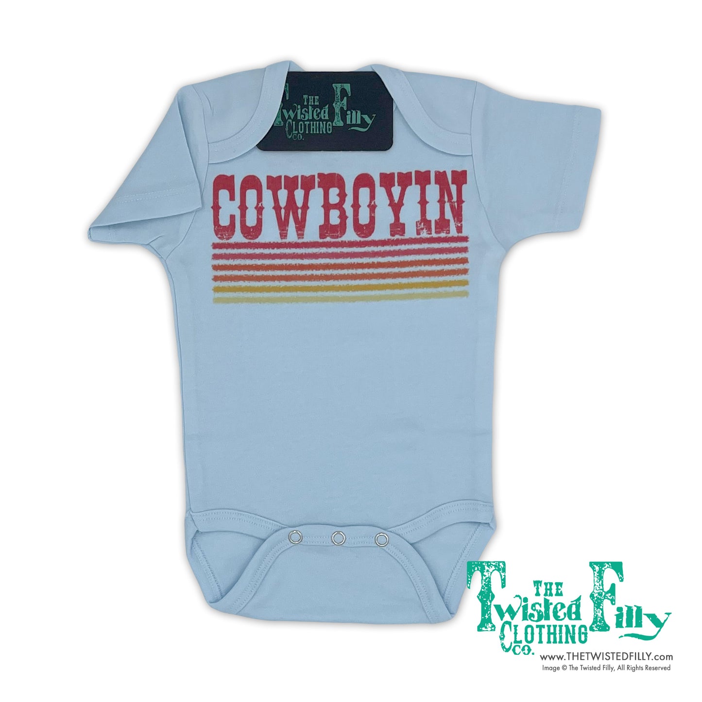 Retro Cowboyin - S/S Infant One Piece - Ice blue