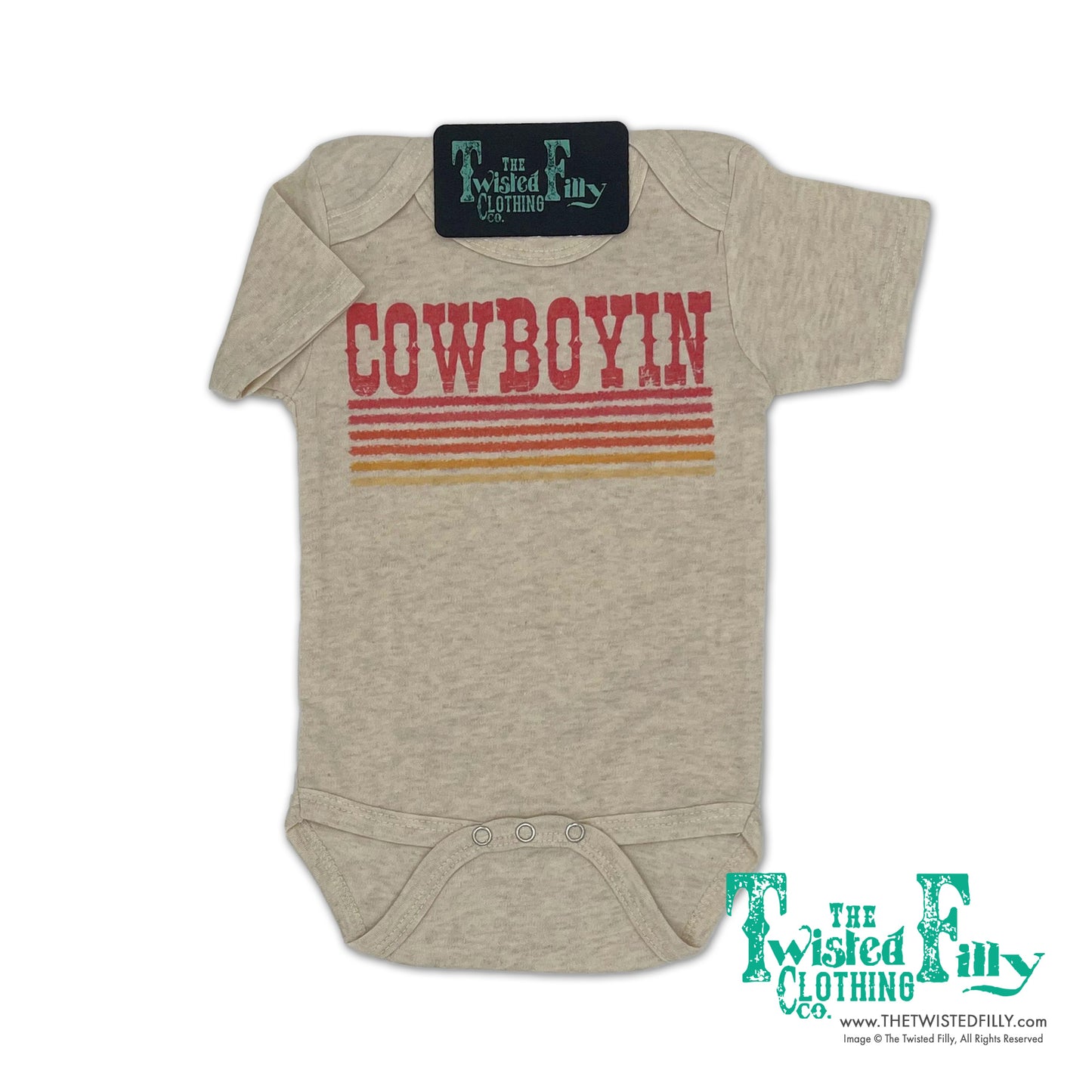 Retro Cowboyin - S/S Infant One Piece - Oatmeal